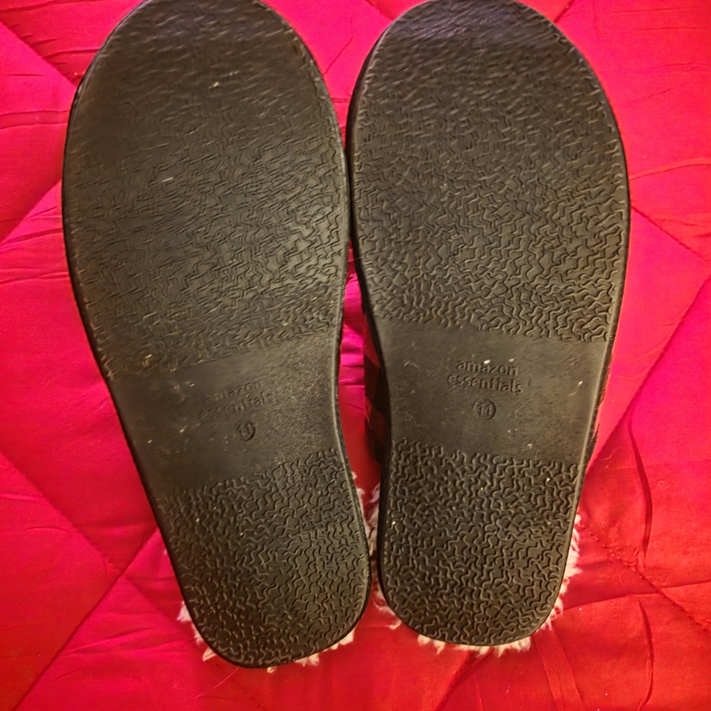 Amazon Essentials Red and Black Plaid Slip-Ons - Picture 2 of 2